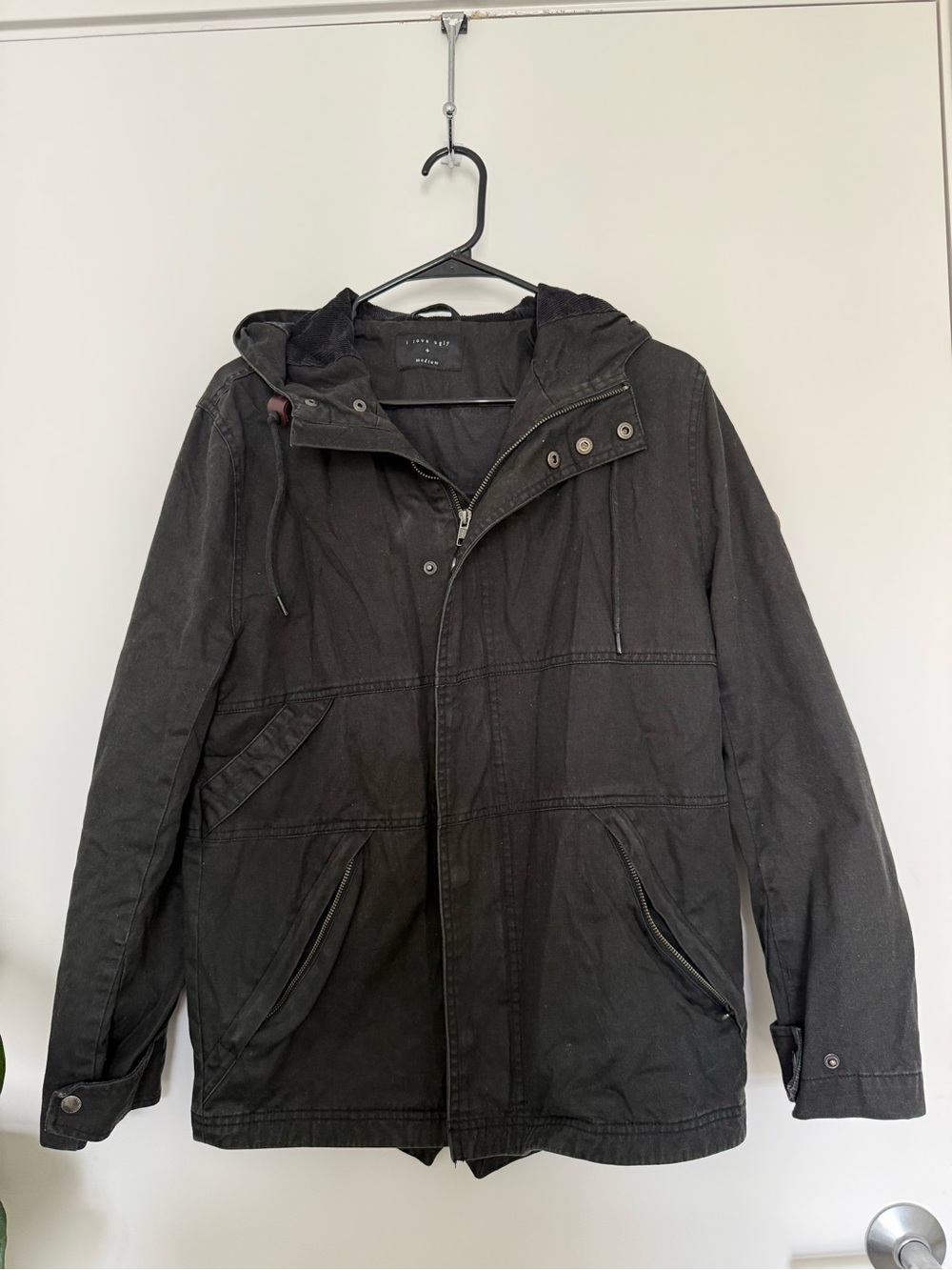 I Love Ugly Black Women's Barn Utility Jacket Size Med 100% Cotton Coat